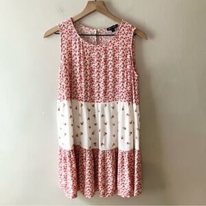 AS U WISH Floral Tiered Sleeveless Mini Swing Dress